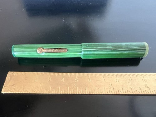 🔴 WATERSON penna stilografica celluloide verde a leva funziona e SCRIVE vintage