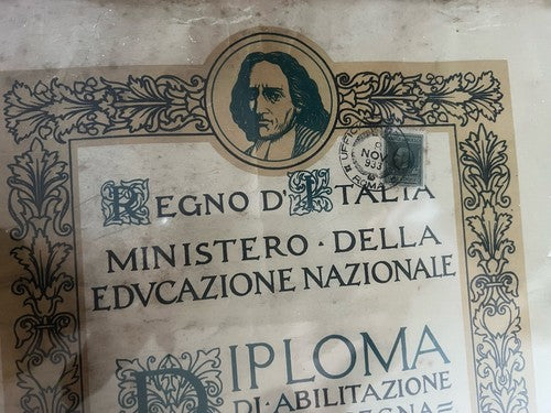 Regno D'Italie Diplôme Validation Enseignement D'Origine 21 Octobre 1933