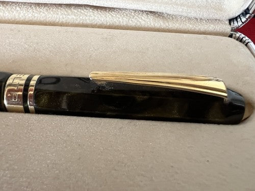 Delta Stylo-Plume Sphère Marbré Facettes Et Argent 925 Écrit Avec Boîte 