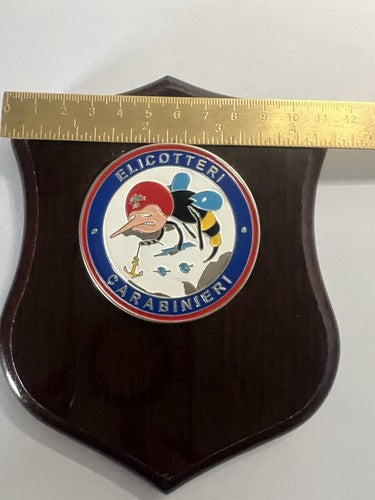 Crest Hélicoptères Carabinieri Bouclier Bois Avec Appliqués Métal Vernis H 15
