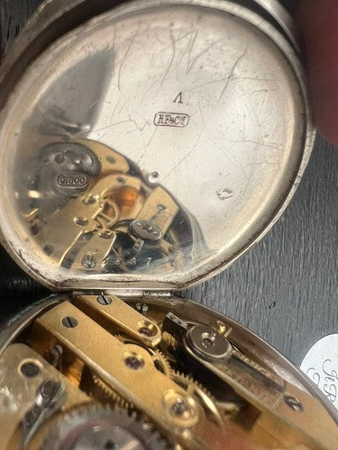 🔴 LEON PERRIN orologio tasca ARGENTO 800 cesellato da revisionare parti