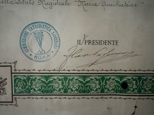 Diplôme Vicariato de Rome Validation Enseignement D'Origine 31 Mai 1933