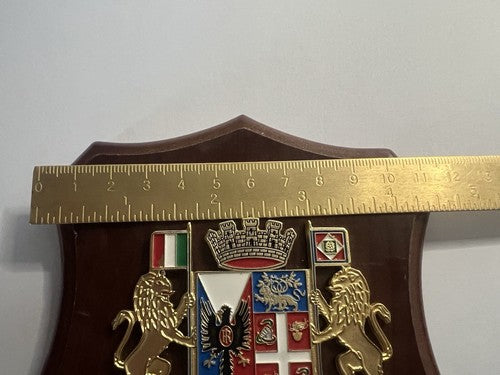 Crest Carabinieri A Cheval Bouclier Bois Poli Avec Métal Vernis Hauteur 13 
