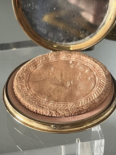 🔴 Porta cipria MINIATURA DONNA laminato oro ceselli specchio vintage