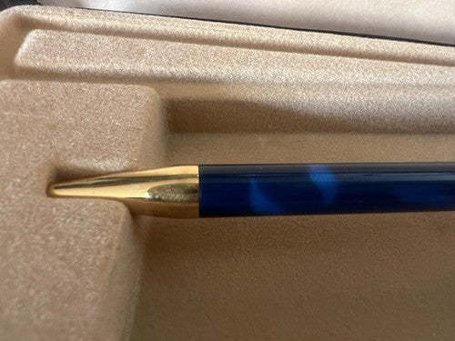 Aurora Stylo-Plume Sphère Magellano Laque Bleu Marbré Profils Doré Vintage I