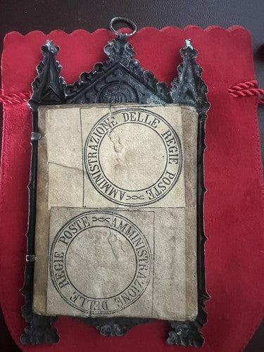 Santino Argent 800 Ss Trinité À Bas-Relief Ciselé Crochet 7X 13 Antique
