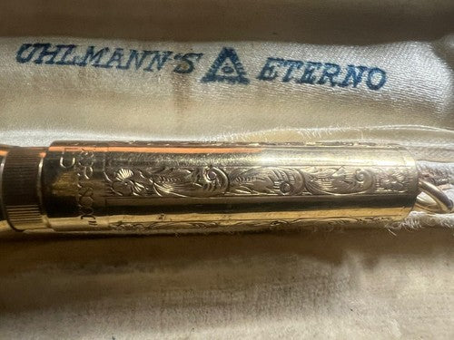 🔴 UHLMANN'S ETERNO matita retrattile aminata oro ciondolo chatelaine antica