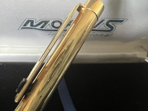 🔴 MORRIS penna sfera placcata oro 18 KT con piccoli segni erosione vintage