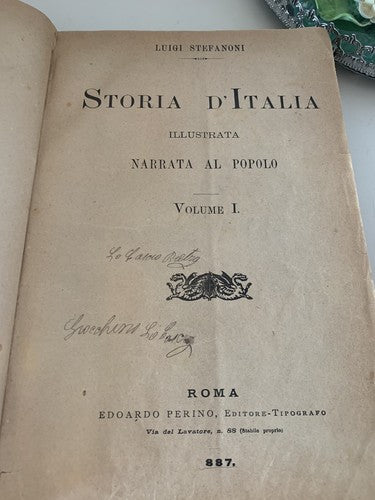 Book Storia D'Italia Illustrated Printed From People Stefanoni Antique 1890