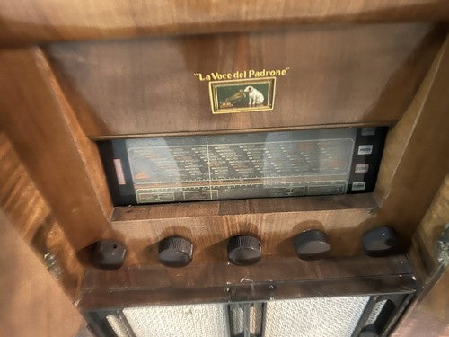 🔴 LA VOCE DEL PADRONE radio grammofono mobile legno noce FUNZIONA VINTAGE