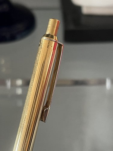 🔴 NOVA gold-plated metal push-button ballpoint pen writes vintage 