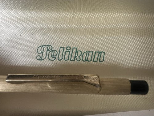 🔴 PELIKAN penna sfera corpo e pulsante a scatto metallo dorato scrive vintage