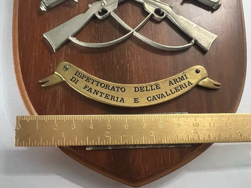 🔴 Crest ISPETTORATO ARMI FANTERIA E CAVALLERIA scudo legno metallo h 15