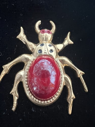 🔴 SCARABEO custodia occhiali donna fodero velluto seta pietra a rilievo vintage