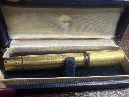 🔴 ANGLO AMER penna stilografica retrattile placcata ORO 18 CARATI vintage