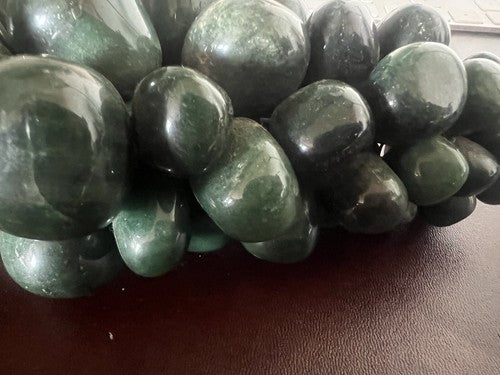 🔴 Grappolo uva GIADA VERDE autentica scultura misura naturale 16x8,5 vintage