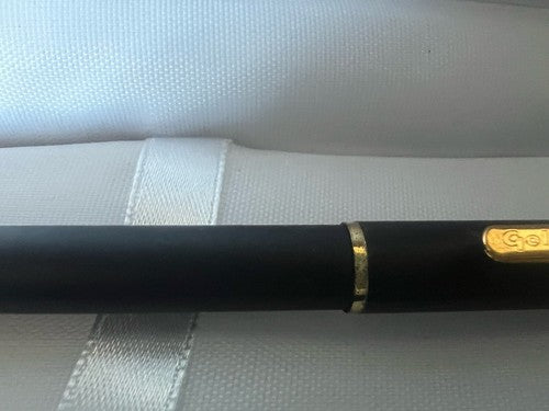 🔴 GOLDRING penna sfera lacca nera opaca profili dorati scrive prodotta Germania