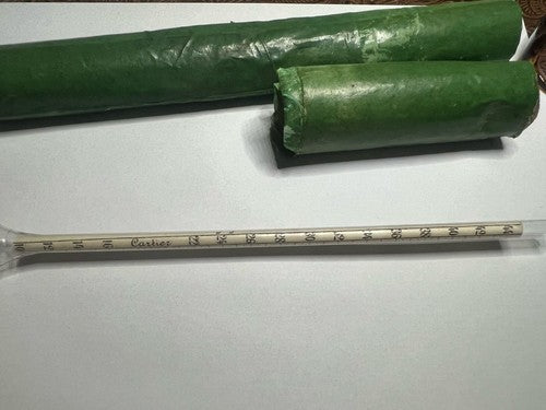 🔴 Alcolimetro GAY LUSSAC vino mosto ampolla vetro temperatura antico LUNGO 1925