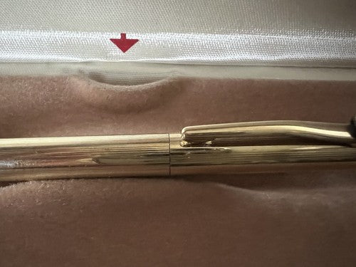 🔴 CROSS penna sfera ELAND placcata oro con emblema scrive con scatola vintage D