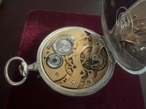 🔴 Orologio tasca THIEL Saturn Leonida ARGENTO 800 manuale funziona vintage