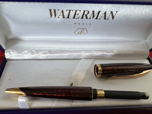 🔴 WATERMAN penna sfera Carene Deluxe lacca marmorizzata profili dorati