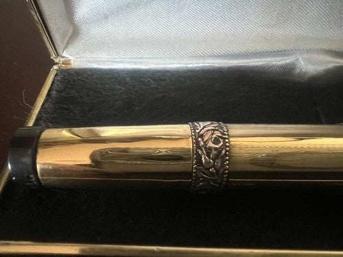 🔴 AMERIKA penna stilografica retrattile con bassorilievi pen ORO scrive vintage