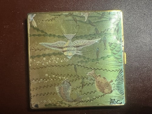Porte- Poudre Poissons Söckchen Laminé Avec Couette Miroir Vintage