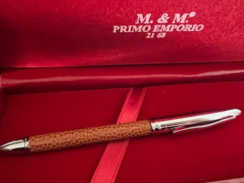 🔴 PRIMO EMPORIO penna sfera cromata pelle 2168 con scatola mai usata