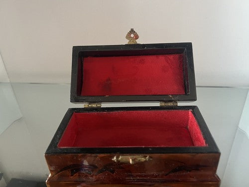 🔴 PORTAGIOIE cinese legno piuma e cofanetto scrigno astuccio vintage 6