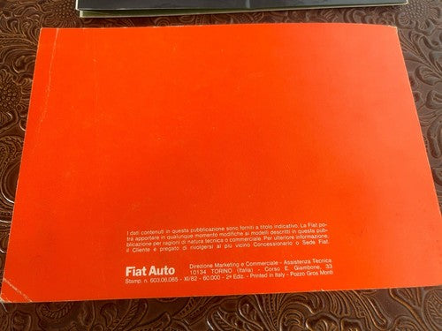 Fiat Uno 45-45 S-ES-55-55S 70S Booklet Car Use Maintenance Original