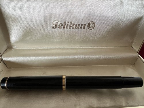 🔴 PELIKAN M250 penna stilografica nera PISTONE inchiostro SCRIVE antica scatola