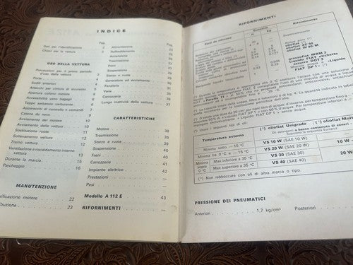 Autobianchi A 112 Lancia Livret Voiture Utilisation Entretien Original Vintage