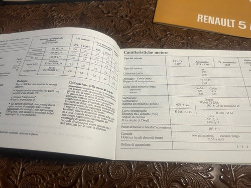 RENAULT 5 Alpine Benutzerhandbuch und Wartung ORIGINAL 4-teilig 