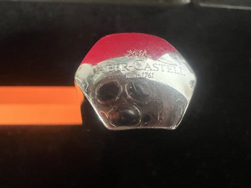 🔴 FABER CASTELL penna sfera arancione profili sagomati astuccio RARA VINTAGE