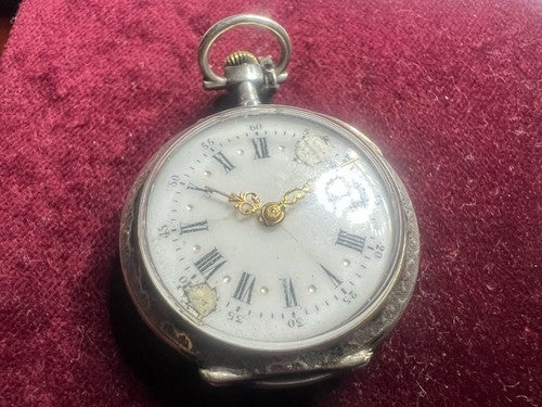 🔴 Orologio tasca ARGENTO 800 donna monachina manuale funziona vintage 1920