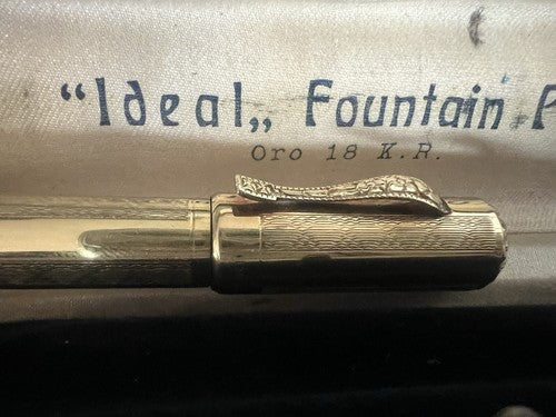 🔴 IDEAL penna stilografica retrattile pennino ORO 14KT funziona vintage B