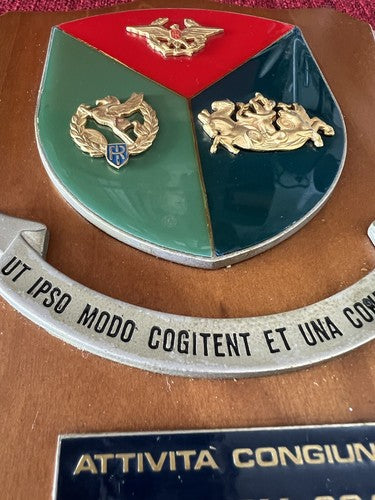Crest Militaire Bouclier Bois Forces Armées Italien Vintage 1980