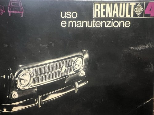 Renault 4 Livret Voiture Utilization Entretien Langue Italien Original Cru 69 