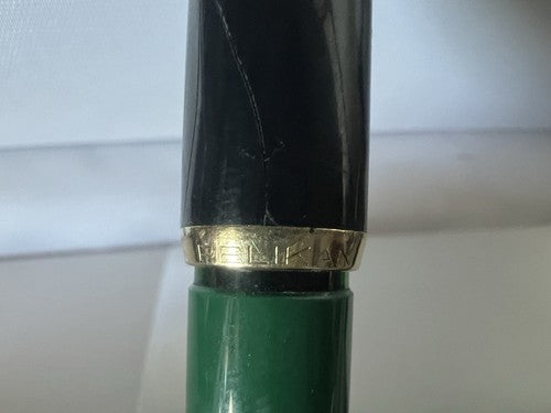 🔴 PELIKAN fountain pen green black MK10 piston writes cap lesion 2 