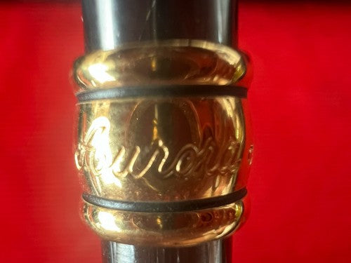 🔴 AURORA Magellan Kugelschreiber, gunmetal-goldene Form, schreibt im D-Gehäuse 