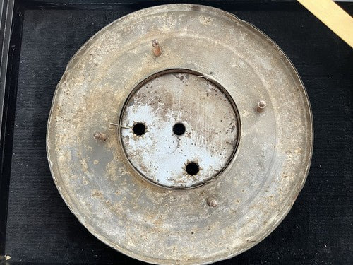 Cadran Horloge Pendule Mur Émaillé Bord Laiton 3 Trous Vintage