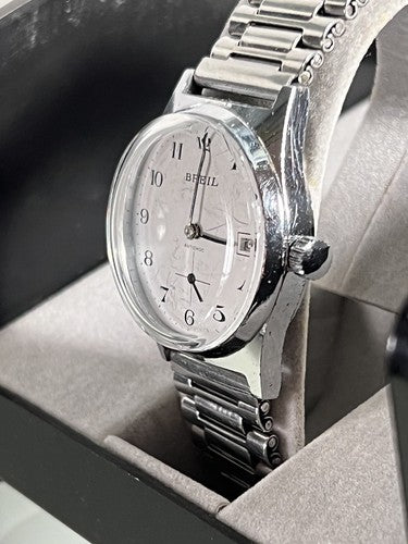 🔴 BREIL orologio acciaio carica manuale funziona con scatola vintage