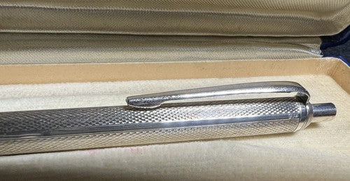 Biarg Stylo-Plume Sphère Argent 800 Massif Corps Guillocchè Avec Boîte Vintage