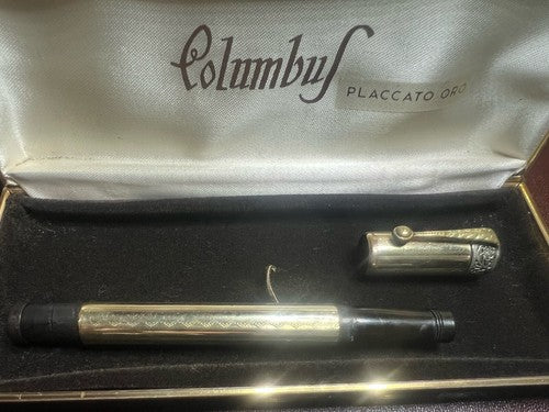 🔴 COLUMBUS penna stilografica retrattile pennino ORO 14KT funziona vintage