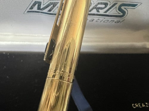 🔴 MORRIS penna sfera placcata oro 18 KT con piccoli segni erosione vintage