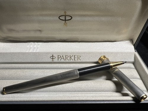 🔴 PARKER penna sfera roller MS Emilio Pucci cromata satinata profili laminati