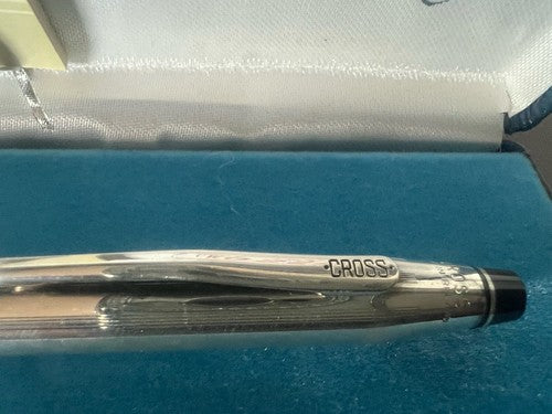 🔴 CROSS Chrom-Kugelschreiber mit Schnappkappe, Etui und Anleitung B 