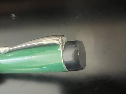 🔴 Penna stilografica verde profili cromati pistone pulsante SCRIVE vintage '40