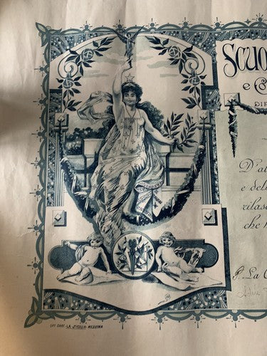 Regno Italie Vittorio Emanuele III Grande Certificat Diplôme + Robe Du 1928