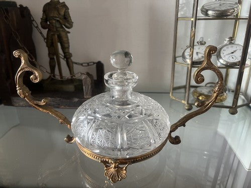 Porte- Parfum Cristal Essenza Porte- Huile Vinaigre Table Piédestal Vintage